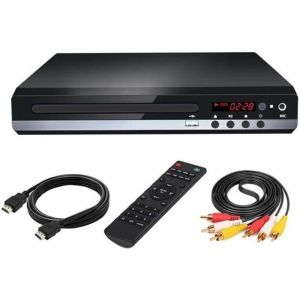 Lecteur DVD C&acirc;ble AV HDMI compact Entr&eacute;e USB UHD 1080P 5.1 St&eacute;r&eacute;o Surround Region-Lecteur CD gratuit pour &eacute;tude de karaok&eacute; &agrave;