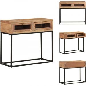 Table console 90x35x76 cm Bois d'acacia massif - Table Basse Industrielle - Table Console Acacia - Table Entrée Design - Mobilier Rustique - Tiroir