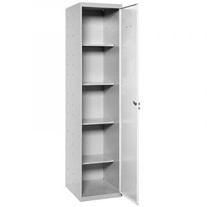 Simonrack - Armoire M&eacute;tallique Balai 1800x400x400 mm, 1 Porte, 4 &Eacute;tag&egrave;res, Gris/Blanc - Simonlocker