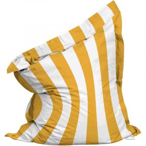 Housse vide de pouf ray&eacute; XL imperm&eacute;able 140x120 cm jaune et blanc