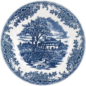 6 x assiettes plates BROOK BLUE - 25cm - Fa&iuml;ence - Churchill