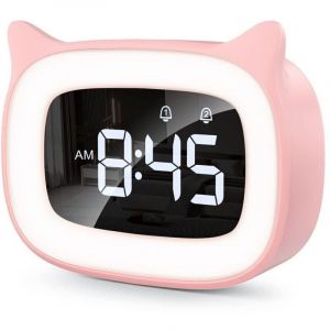 Réveil Educatif, LED Veilleuses Pendules horloges de Chambre d'enfant Kid Sleep Jour/Nuit Lumineux, Snooze Réveil 5 Couleurs,18 Types de Musique, 2