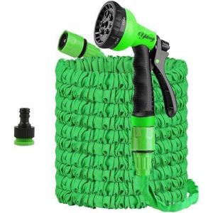 Tuyau d'arrosage extensible (7,5 m/15 m/30 m/37,5 m/45 m/60 m) avec 8 jets, raccords adaptables 1/2" et 3/4", flexible d'arrosage extensible (30