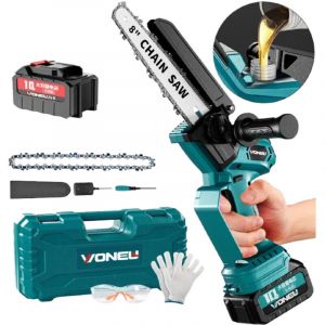 Mini tron&ccedil;onneuse &agrave; batterie 21V 650W - Tron&ccedil;onneuse &eacute;lagueuse &eacute;lectrique compatible Batteries Makita - Elagueuse batterie pour jardin et DIY (1