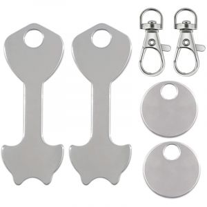 2 Set Porte-Cl&eacute;s Jeton de Caddie, Cl&eacute; &agrave; Puce pour Panier D'achat, CL&eacute; en Forme de Jeton pour Caddie en Acier Inoxydable, Panier D'Achat Amovible