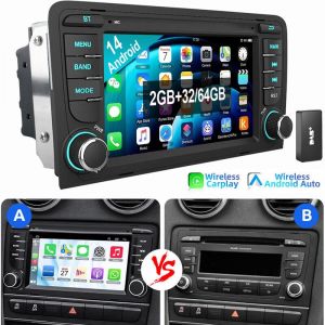 Autoradio Carplay Android 14, BT, RDS, GPS, pour Audi A3 8P (2003-2013), S3 RS3 8V 2+64G DAB