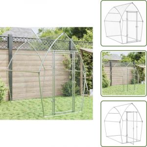 The Living Store - Cage pour poules argent&eacute; 200x105x182 cm acier galvanis&eacute; - Poulailler - Abri Poulet - Coop Poule - Cage Volaille - Animal Domestique