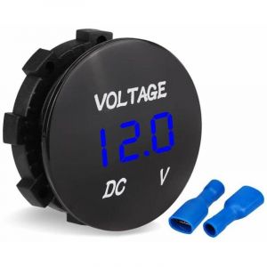 Voltm&egrave;tre Moto, Voiture Moto Led Affichage Num&eacute;rique Voltm&egrave;tre Dc Voltm&egrave;tre 12V-24V pour Bateau Moto Camion Marine (Bleu)