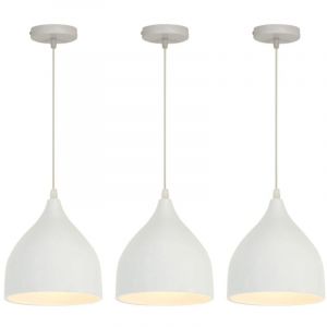 Wottes - Lot de 3 Suspension Lampe de Salon Industrielle Suspension Luminaire E27 60W Lustre Diamètre 17CM pour Cuisine Chambre Corridor Blanc