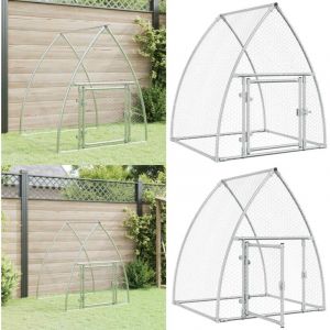 Cage pour poules argent&eacute; 100x105x120 cm acier galvanis&eacute; - Poulailler - Abri Poulet - Coop Poule - Cage Volaille - Animal Domestique - Home & Living