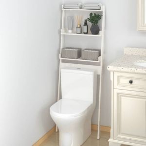 Maisonchic - Etag&egrave;re de toilette, Etag&egrave;re dessus wc, Meuble de Rangement Blanc 63,5x32x179 cm Bois de pin massif JAX52906 design in