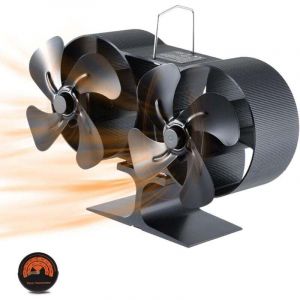Ventilateur de Po&ecirc;le &agrave; Chaleur &agrave; 8 Lames, Mini Ventilateur &agrave; Bois et Br&ucirc;leur &agrave; B&ucirc;ches avec Thermom&egrave;tre pour Po&ecirc;le &agrave; Bois/Br&ucirc;leur &agrave; Bois/Chemin&eacute;e