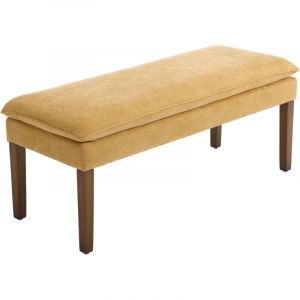 Wahson Banquette Rembourr&eacute;e avec Pied en Bois, Banc d'Entr&eacute;e Moderne en Chenille, Banquette de Lit Designe Banc de Cuisine pour 2 Personnes, Jaune