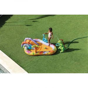Northix - Piscine gonflable pour enfants aire de jeux aquatique 201x157x69 cm fontaine toboggan dinosaure intex 56139