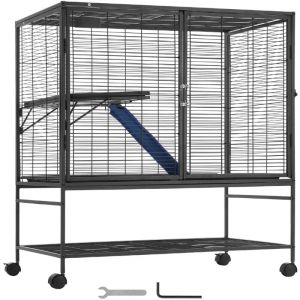 Mophorn - Cage &agrave; furet en m&eacute;tal &agrave; roulettes de 99 cm, grande cage Critter Nation &agrave; 2 niveaux. Id&eacute;ale pour divers petits animaux de compagnie,