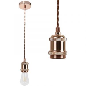 ZMH - Suspension de lampe vintage E27 or rose avec câble de 1,3 m - Edison industriel avec baldaquin, balançoire singe en cuivre pour salon, salle à