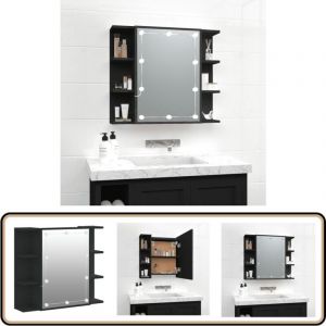 Vidaxl - Armoire à miroir avec led noir 70x16,5x60 cm - Armoire De Toilette - Meuble De Salle De Bain - Miroir Lumineux - Éclairage Led - Rangement