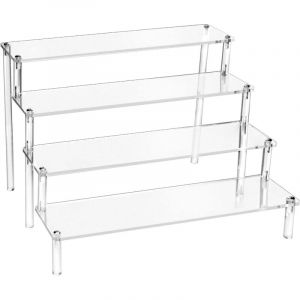 Pr&eacute;sentoir Acrylique &agrave; 4 Niveaux, Pr&eacute;sentoir Acrylique Transparent pour Figurines, Bijoux, Cupcake, Rouge &agrave; L&egrave;vres, Vernis &agrave; Ongles, &Eacute;pices,