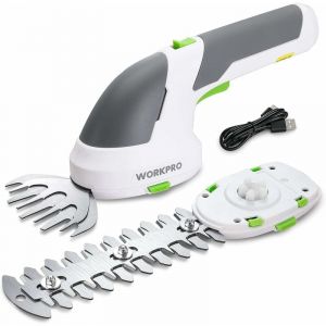 Workpro - Cisaille Sculpte-Haie et Taille-Herbes sans Fil 7,2V, Cisaille à Gazon avec 2 Lames, Taille Haie Electrique 2 en 1 avec Batterie 2000 mAh,