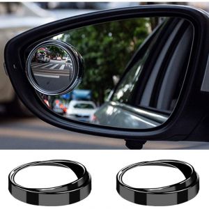 Paquet de 2 mini petits rétroviseurs d'angle mort, rétroviseur rond convexe en verre HD de 2 pouces, miroir adhésif puissant pour voiture, SUV (cadre