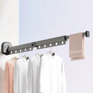 Treetalk - Séchoir à linge mural, gain de place, séchoir rétractable, séchoir à linge pliable en métal - 126cm