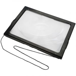 Loupe pleine page pliable ultra fine A4 avec loupe 3X 4 lumi&egrave;res LED pour la lecture.