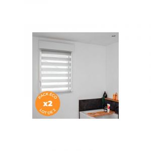 Pack &eacute;co de 2 stores Jour Nuit Gris H 150 cm sans per&ccedil;age - Largeur 42 clm