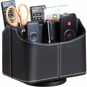 Support de Commande &agrave; distance Rotative, XU, Organiseurs Multim&eacute;dia avec 5 Compartiments ,Multifonctionnel Organisateur bureau PU TV Bo&icirc;te Rangement