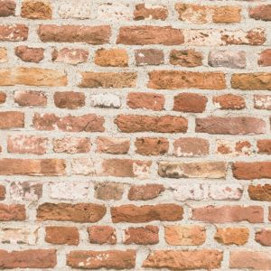 Profhome - Papier peint 3D 388291 papier peint intissé gaufré à chaud légèrement texturé à l'aspect brique mat rouge orange beige blanc 5,33 m2