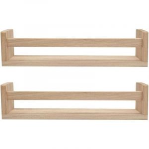&Eacute;tag&egrave;re Murale Flottante En Bois Naturel 2 Pi&egrave;ces Biblioth&egrave;que Enfant Chambre D&eacute;cor Bain &Eacute;pices Cuisine