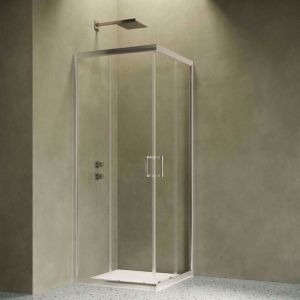 Cabine de douche d'angle 80x80 cm &ndash; Double porte coulissante &ndash; Largeur r&eacute;glable 77-79 cm &ndash; Design moderne facile &agrave; nettoyer &ndash; Siro