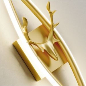 Applique murale LED contemporaine de luxe, design bois de cerf dor&eacute;, applique murale LED noire, blanc chaud 3000 K, pour chambre, salon, couloir, 100