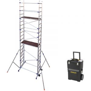 Echafaudage 2 plateaux - Hauteur travail 6.46m + Servante d'atelier STANLEY - PN/CLA-SERVANTE