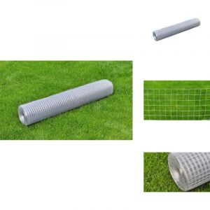 Grillage pour voli&egrave;re acier galvanis&eacute; 10x1 m argent&eacute; - Treillis Metallique - Grillage Agricole - Cl&ocirc;ture Pliable - Poule Cage - Abri Jardin
