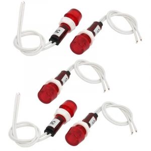 Lampe t&eacute;moin AC 220V Lumi&egrave;re rouge Voyant lumineux Lampe de signalisation pilote avec 14cm c&acirc;ble 5Pcs