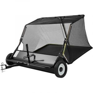 Mophorn Balayeuse &agrave; Gazon Tract&eacute;e, 122 cm, Ramasseur d'Herbes et de Feuilles, Capacit&eacute; 566 L, Hauteur Ajustable, Id&eacute;al pour Nettoyer les D&eacute;bris Secs