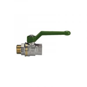 Robinet a boisseau spheriq ASTER ACS fem/male 1", certifie DVGW avec levier en alu vert