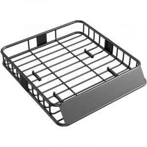Porte-bagage pour voiture universel, galerie de toit pour voiture en acier charge 90,7 kg 110,5 x 99,5 x 18,5 cm, noir
