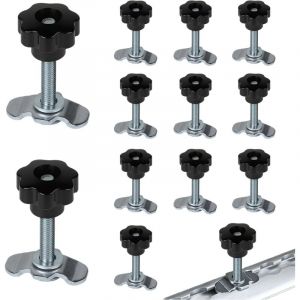 12x Rail D'arrimage D'extr&eacute;mit&eacute; M8x60, Rail D'arrimage Single 500 daN avec Poign&eacute;e Boutons en Etoile Ferrures de Rechange pour Rail D'arrimage,