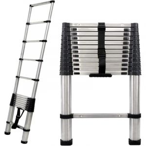 &eacute;chelle t&eacute;lescopique de 3,8 m&egrave;tres, &eacute;chelle pliante, mat&eacute;riau en acier inoxydable, charge maximale de 150 kg, adapt&eacute;e au camping-car, au jardinage, &agrave;