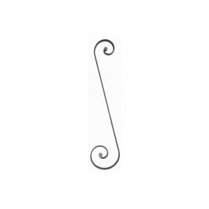 Volute inégale en s à noyau - Hauteur 930mm Largeur 210mm Plat lisse 20x8mm - Fer forgé - à souder Deco Fer Forge