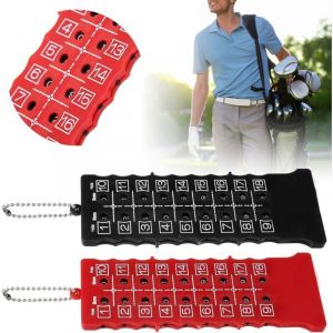 Compteur de score de golf, 2 pi&egrave;ces compteur de score de golf de 18 trous tableau de bord de golf noir + rouge petit marqueur pour les golfeurs