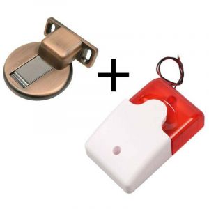 Sir&egrave;ne d'alarme sonore et lumineuse 220V, klaxon d'alarme anti-cambriolage &agrave; d&eacute;cibel &eacute;lev&eacute; avec lumi&egrave;re clignotante LED pour magasin &agrave; domicile + 1