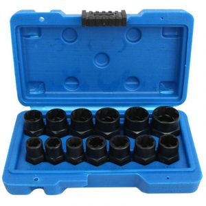Lot de 13 douilles torsad&eacute;es, extracteur de boulons endommag&eacute;s de 0,95 cm, ensemble de douilles d'extraction d'&eacute;crous pour le retrait des &eacute;crous de