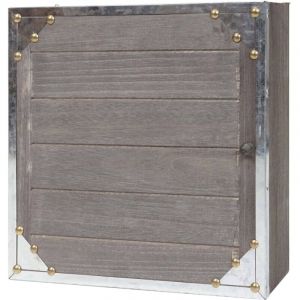 HHG - jamais utilis&eacute;] Bo&icirc;te &agrave; cl&eacute;s Virginia, armoire &agrave; cl&eacute;s en bois, look shabby vintage 27x27x6cm, gris-brun