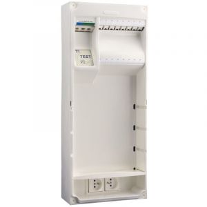 Coffret de communication Grade 3 &eacute;quip&eacute; dti + 8 prises RJ45 + repartiteur tv coaxial + emplacement Box 250x600x115mm multibox