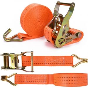 Ersandy - 2 Pièces Sangle à Cliquet avec Crochets,Longueur 6 m,Largueur 3.8 mm,Sangle d'Arrimage à Cliquet,Sangles de Serrage,Supportant Une Charge