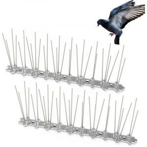 Piques Anti-Oiseaux pour Pigeons - 2 Picots en Acier Inoxydable de 25 cm - Pour Prot&eacute;ger Jardini&egrave;res, Balcons, Toits et Rebords de Fen&ecirc;tre