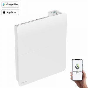 Radiateur &eacute;lectrique connect&eacute; 1000W double syst&egrave;me de chauffe horizontal Blanc Cira