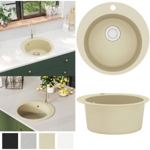 Vidaxl - vier de cuisine Granit Seul lavabo Rond Beige - évier de cuisine - éviers de cuisine - Home & Living - Beige